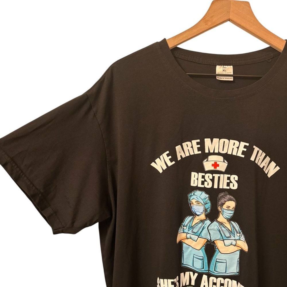 Nurses Graphic T-Shirt Size XL Short Sleeve Nursing Medical Work Bestie Stretch - Picture 5 of 14
